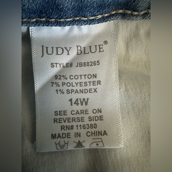 Judy Blue Stars Embroidered Jeans High Rise Stretch Skinny Light Blue 14W - Picture 9 of 13